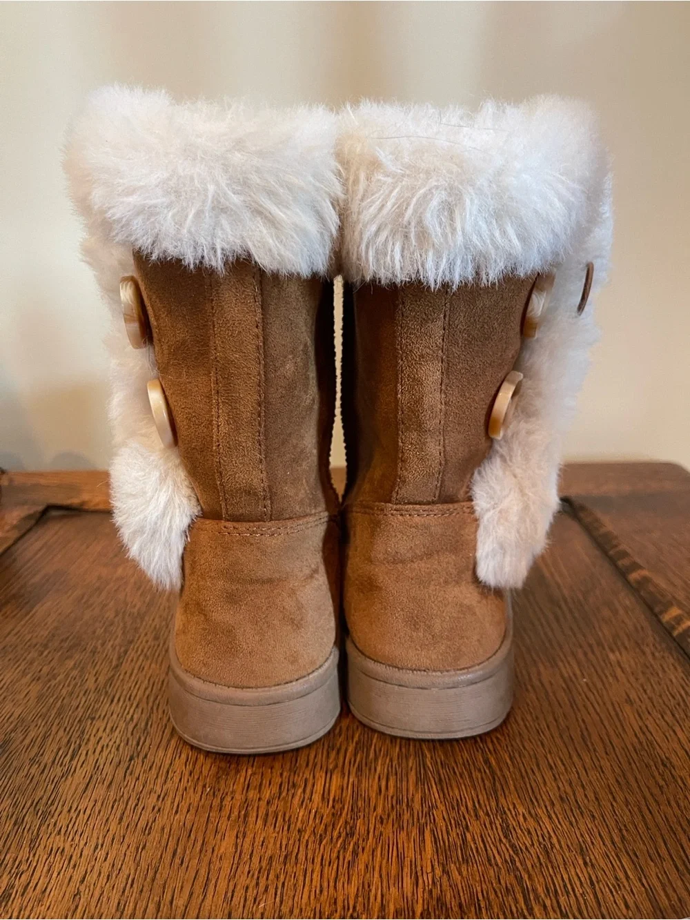 SO Kids Faux-Fur Button Boots - Chestnut